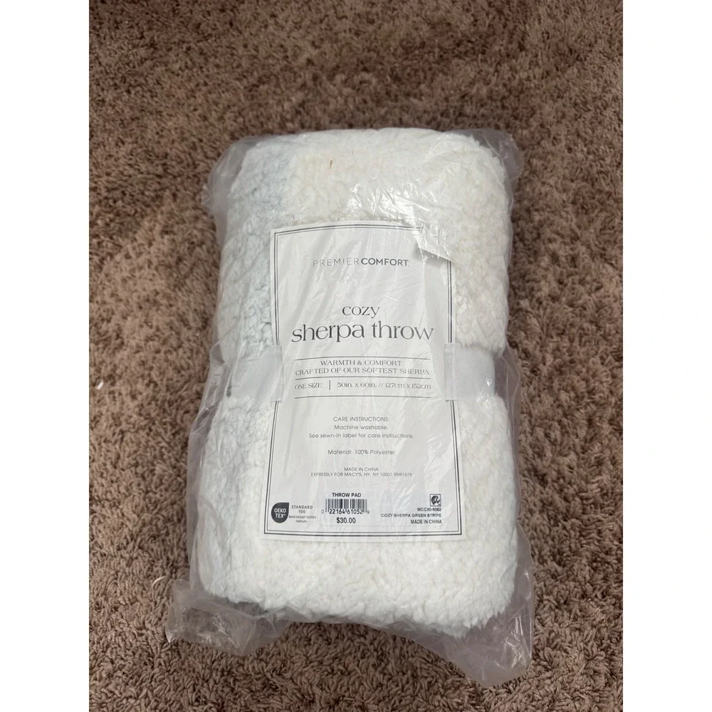 Premier Comfort‎ Cozy Sherpa Throw Blanket White 50x60 Super Soft New